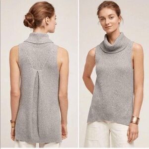 Anthropologie Angel of the North Grey Turtleneck Vest Sweater NWT Size Large